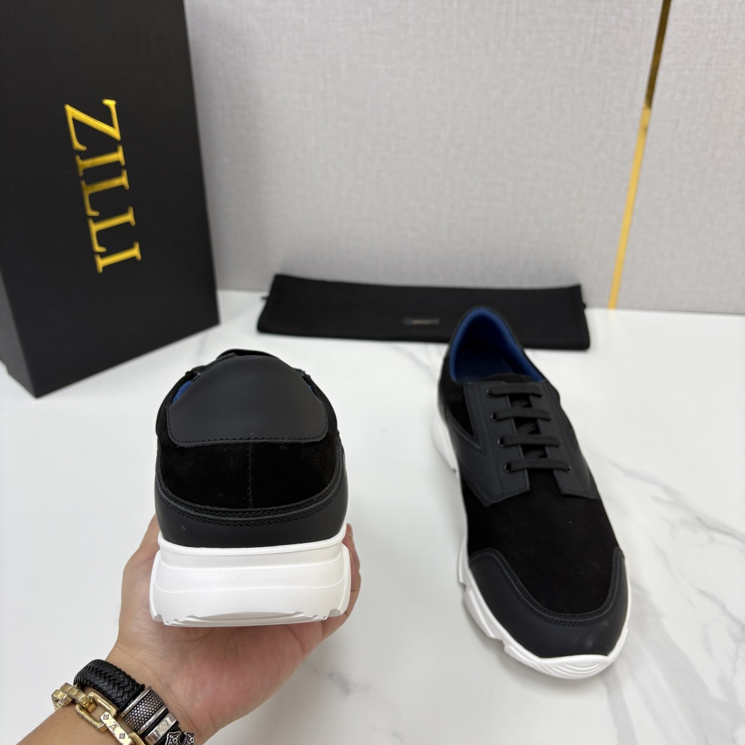 💋💍ZL家新品  Zill* 兹-利  是1970创立的法国奢侈男装品牌   缝线装饰男士休闲运动鞋 当法式奢华邂逅意式