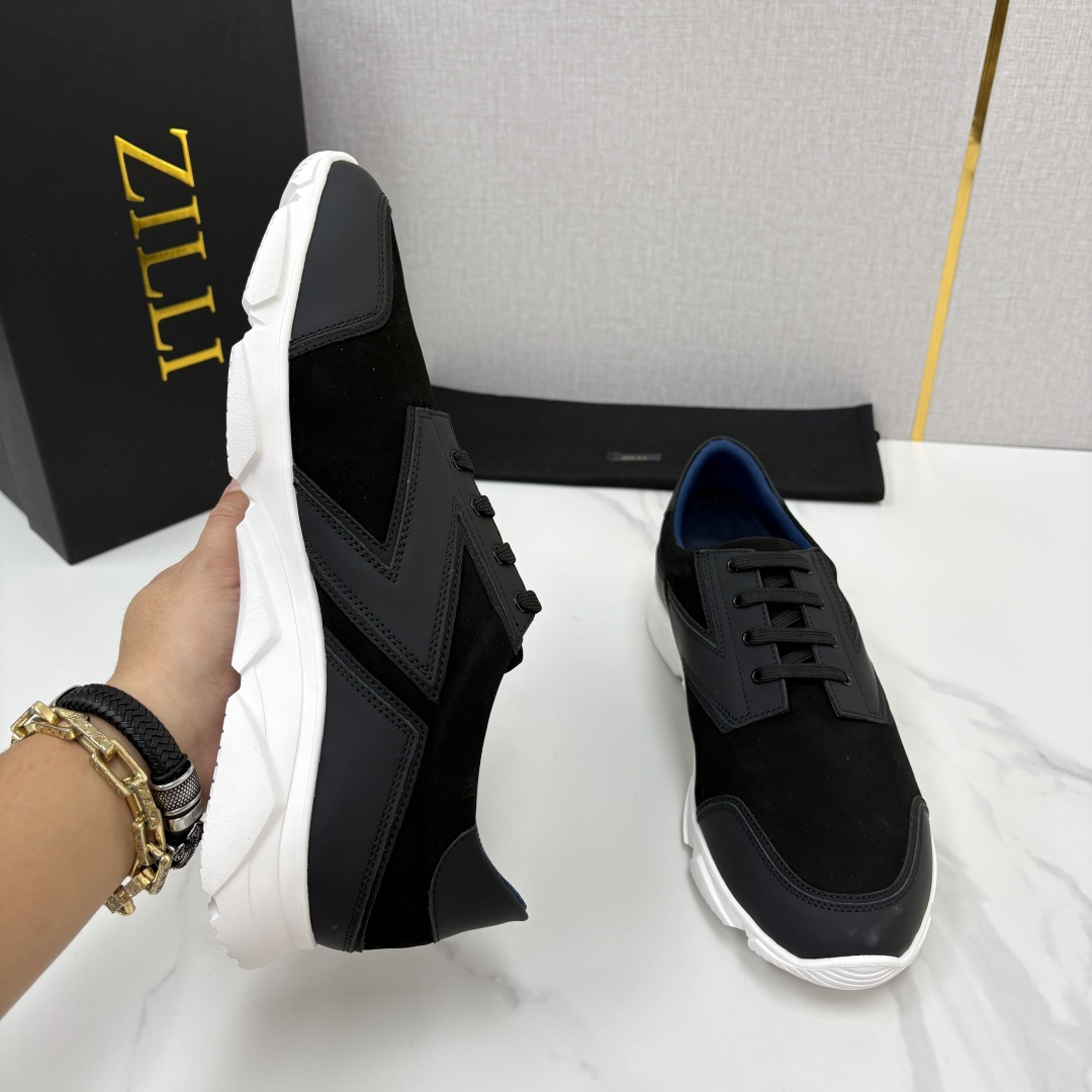 💋💍ZL家新品  Zill* 兹-利  是1970创立的法国奢侈男装品牌   缝线装饰男士休闲运动鞋 当法式奢华邂逅意式