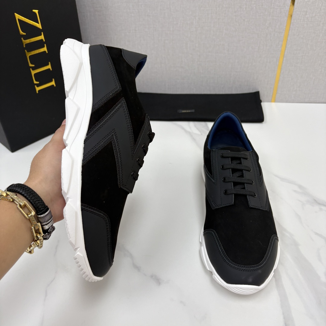 💋💍ZL家新品  Zill* 兹-利  是1970创立的法国奢侈男装品牌   缝线装饰男士休闲运动鞋 当法式奢华邂逅意式