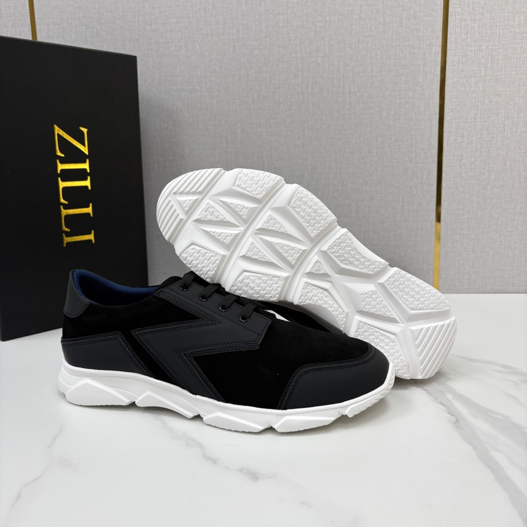 💋💍ZL家新品  Zill* 兹-利  是1970创立的法国奢侈男装品牌   缝线装饰男士休闲运动鞋 当法式奢华邂逅意式