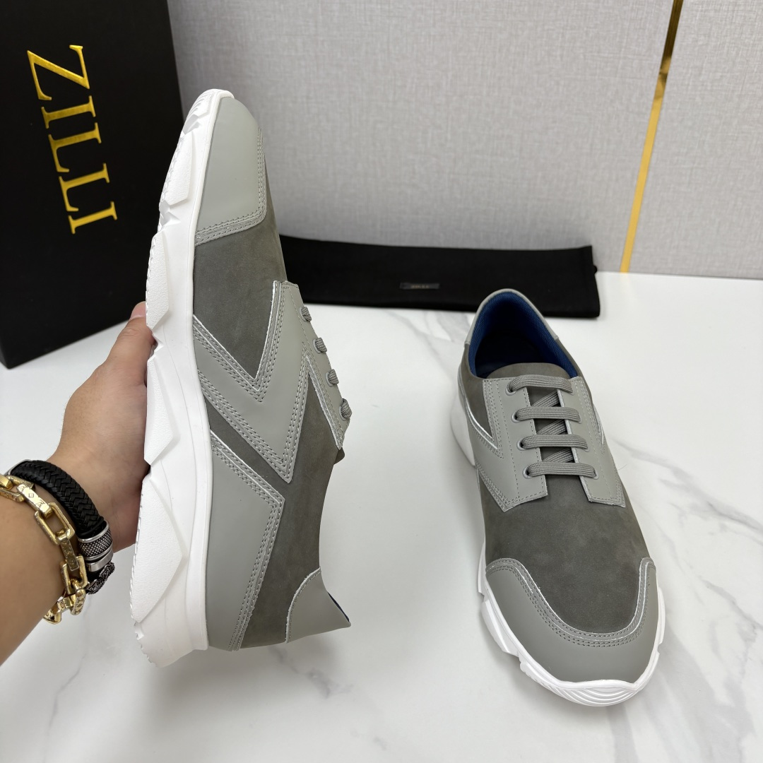 💋💍ZL家新品  Zill* 兹-利  是1970创立的法国奢侈男装品牌   缝线装饰男士休闲运动鞋 当法式奢华邂逅意式
