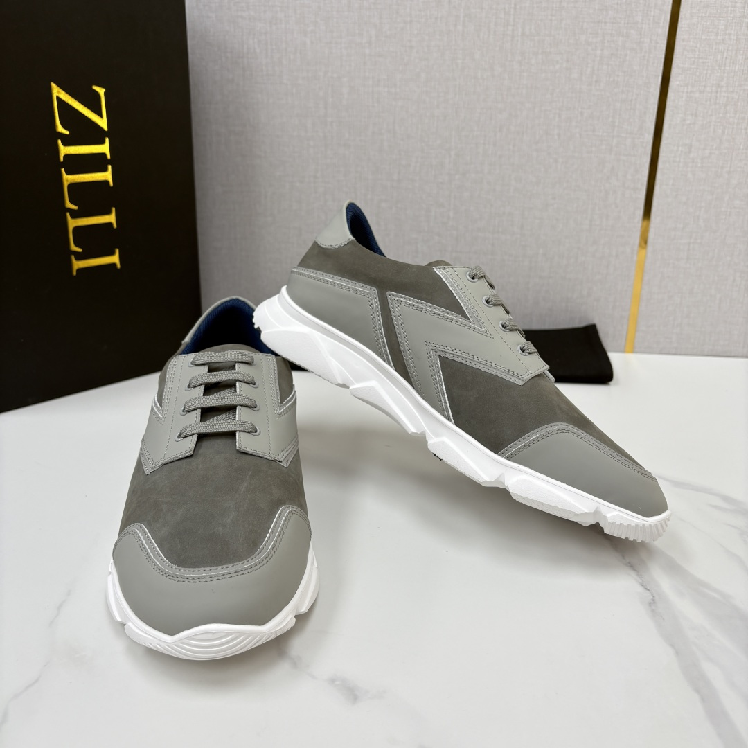 💋💍ZL家新品  Zill* 兹-利  是1970创立的法国奢侈男装品牌   缝线装饰男士休闲运动鞋 当法式奢华邂逅意式