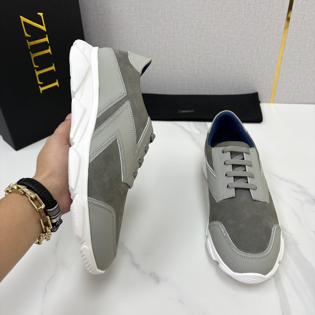 💋💍ZL家新品  Zill* 兹-利  是1970创立的法国奢侈男装品牌   缝线装饰男士休闲运动鞋 当法式奢华邂逅意式