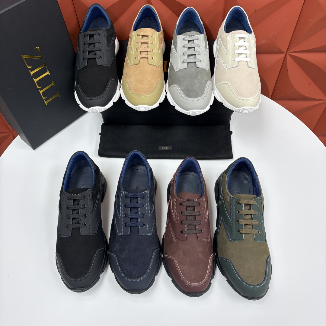 💋💍ZL家新品  Zill* 兹-利  是1970创立的法国奢侈男装品牌   缝线装饰男士休闲运动鞋 当法式奢华邂逅意式