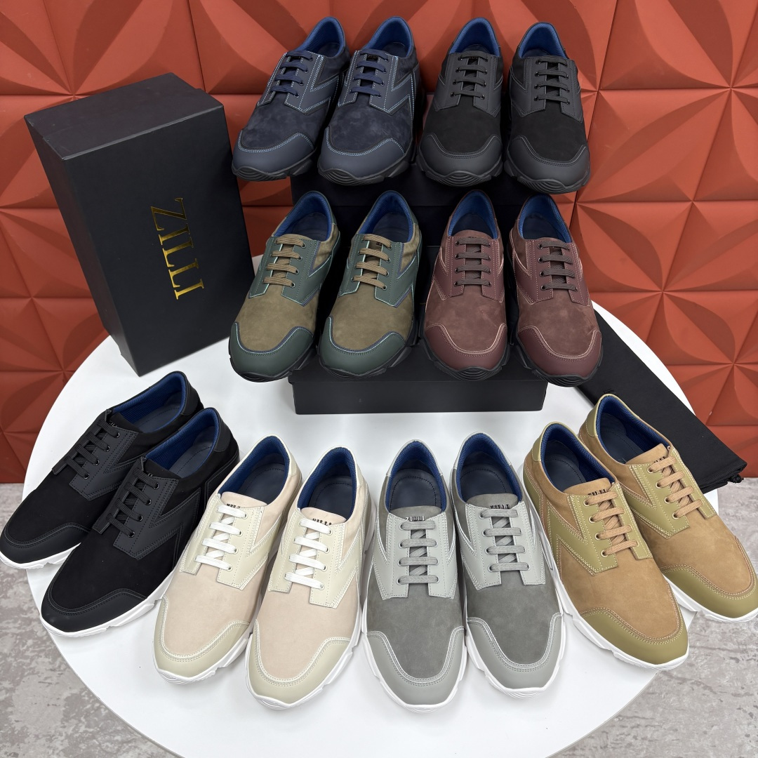 💋💍ZL家新品  Zill* 兹-利  是1970创立的法国奢侈男装品牌   缝线装饰男士休闲运动鞋 当法式奢华邂逅意式