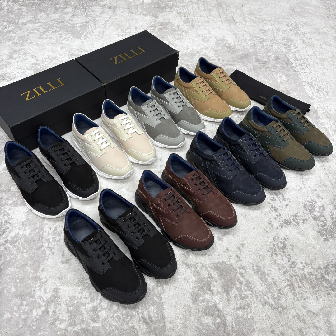 💋💍ZL家新品  Zill* 兹-利  是1970创立的法国奢侈男装品牌   缝线装饰男士休闲运动鞋 当法式奢华邂逅意式