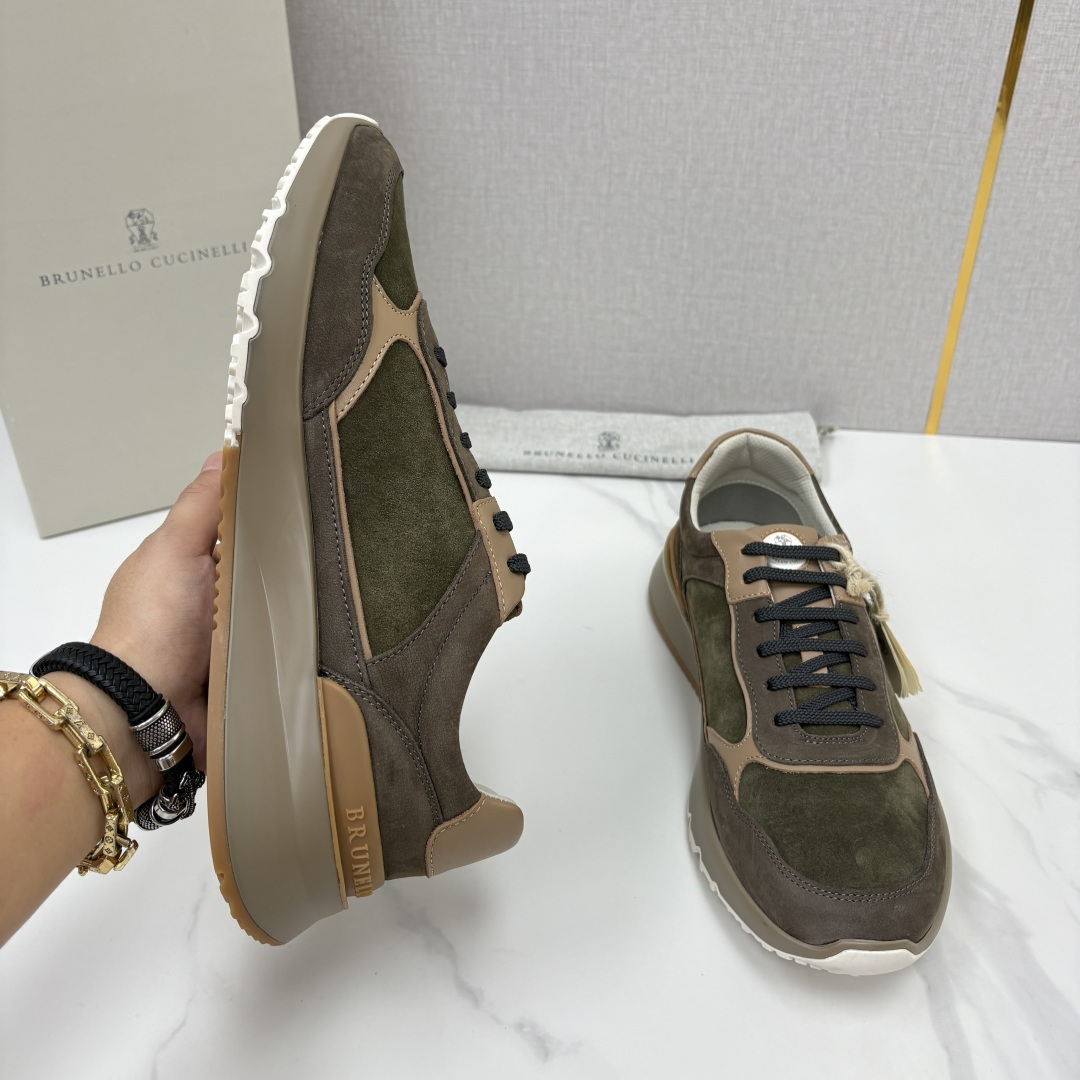 💋💍BC新品 Brunello Cucinell*  反毛拼牛皮低帮运动鞋  官方 7.400  新材料和对比细节重新定