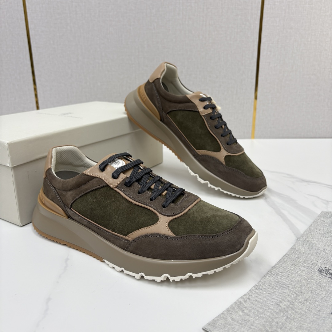 💋💍BC新品 Brunello Cucinell*  反毛拼牛皮低帮运动鞋  官方 7.400  新材料和对比细节重新定