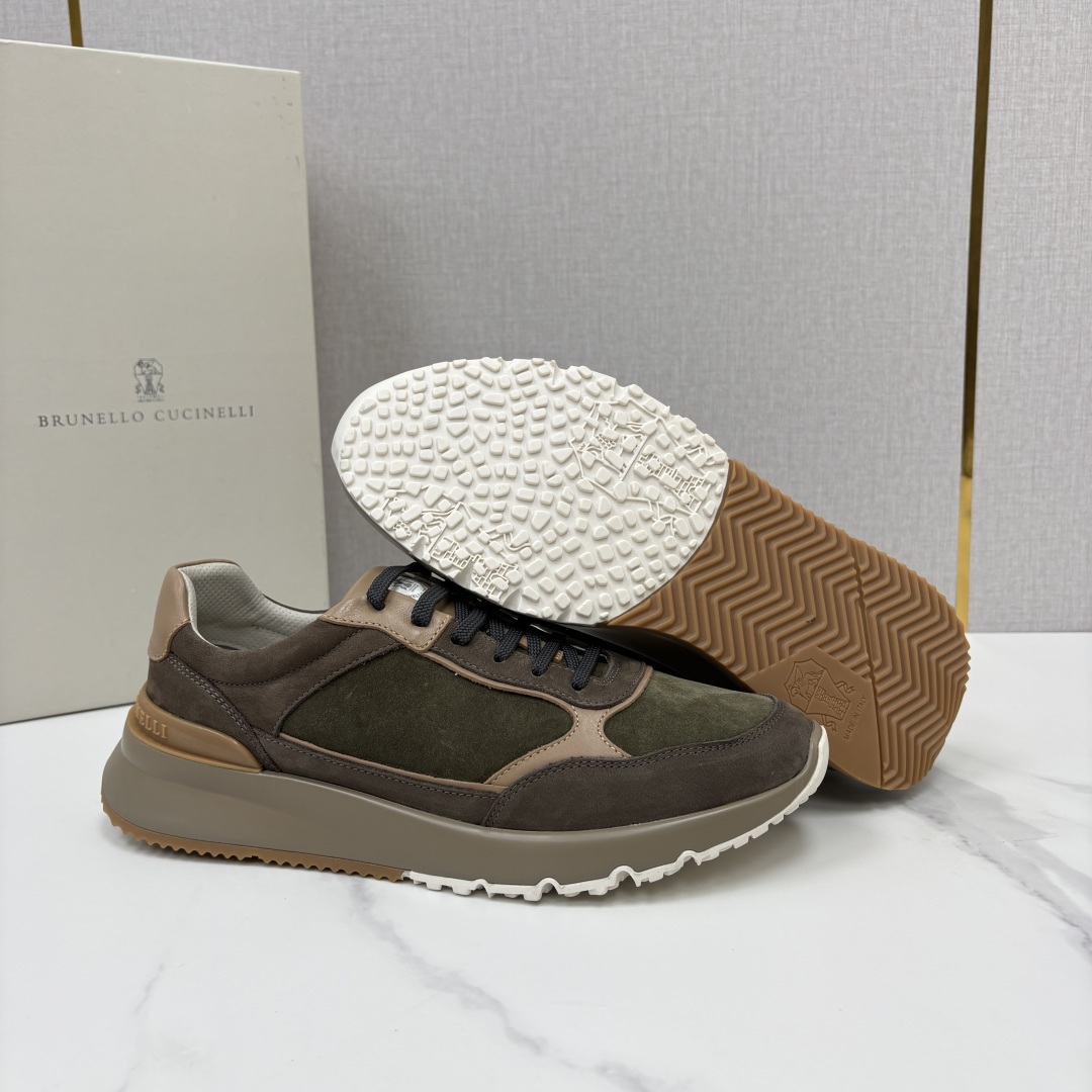 💋💍BC新品 Brunello Cucinell*  反毛拼牛皮低帮运动鞋  官方 7.400  新材料和对比细节重新定