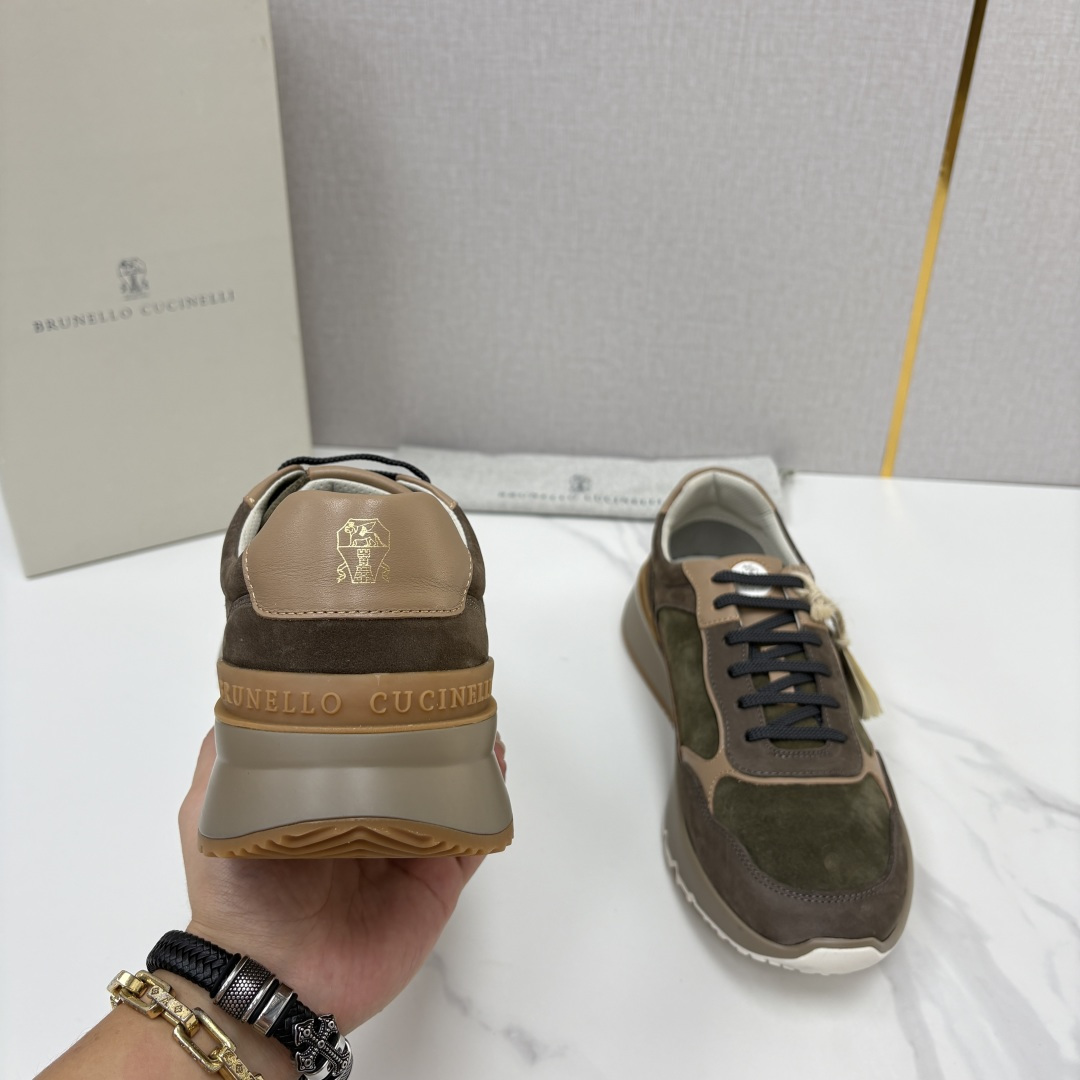 💋💍BC新品 Brunello Cucinell*  反毛拼牛皮低帮运动鞋  官方 7.400  新材料和对比细节重新定