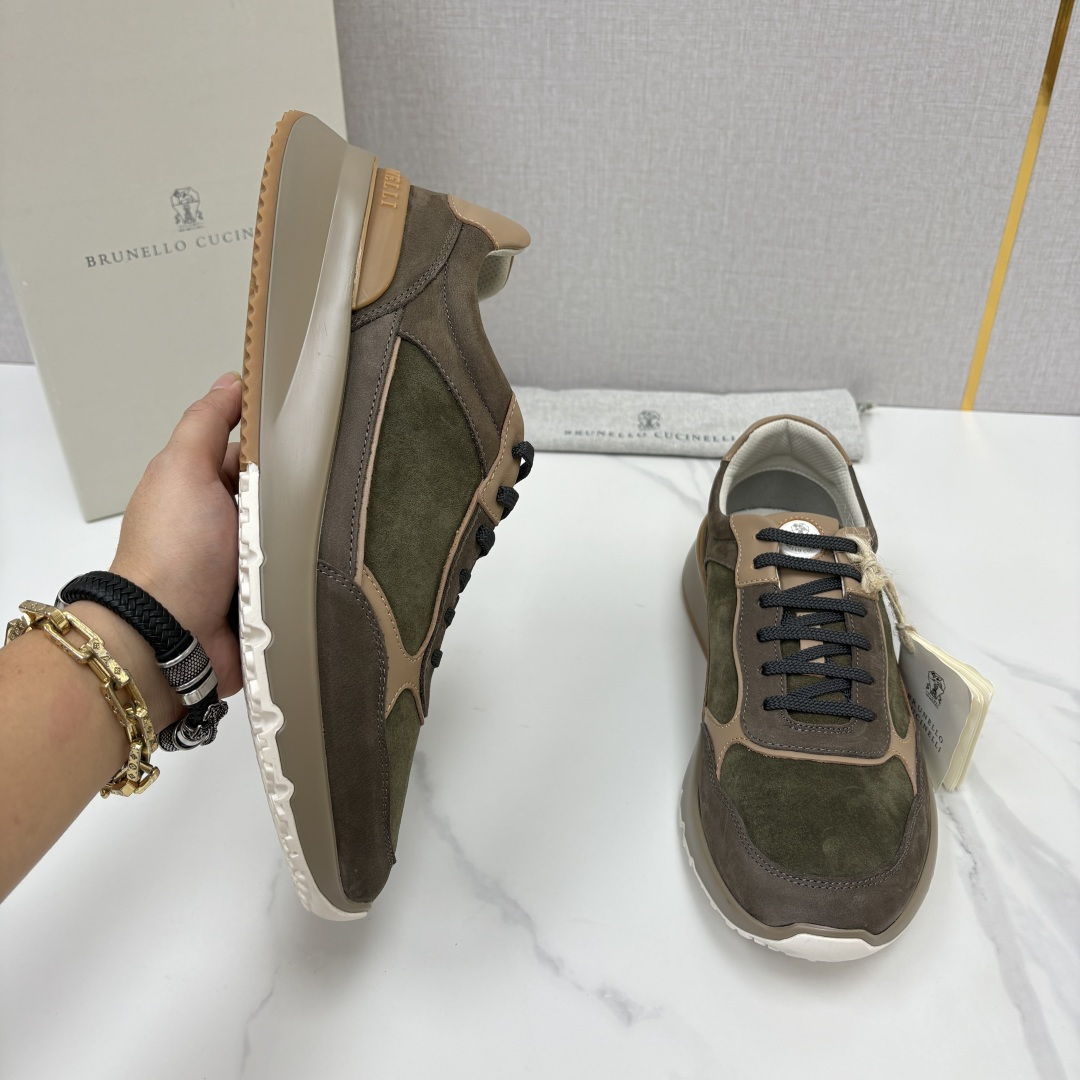 💋💍BC新品 Brunello Cucinell*  反毛拼牛皮低帮运动鞋  官方 7.400  新材料和对比细节重新定