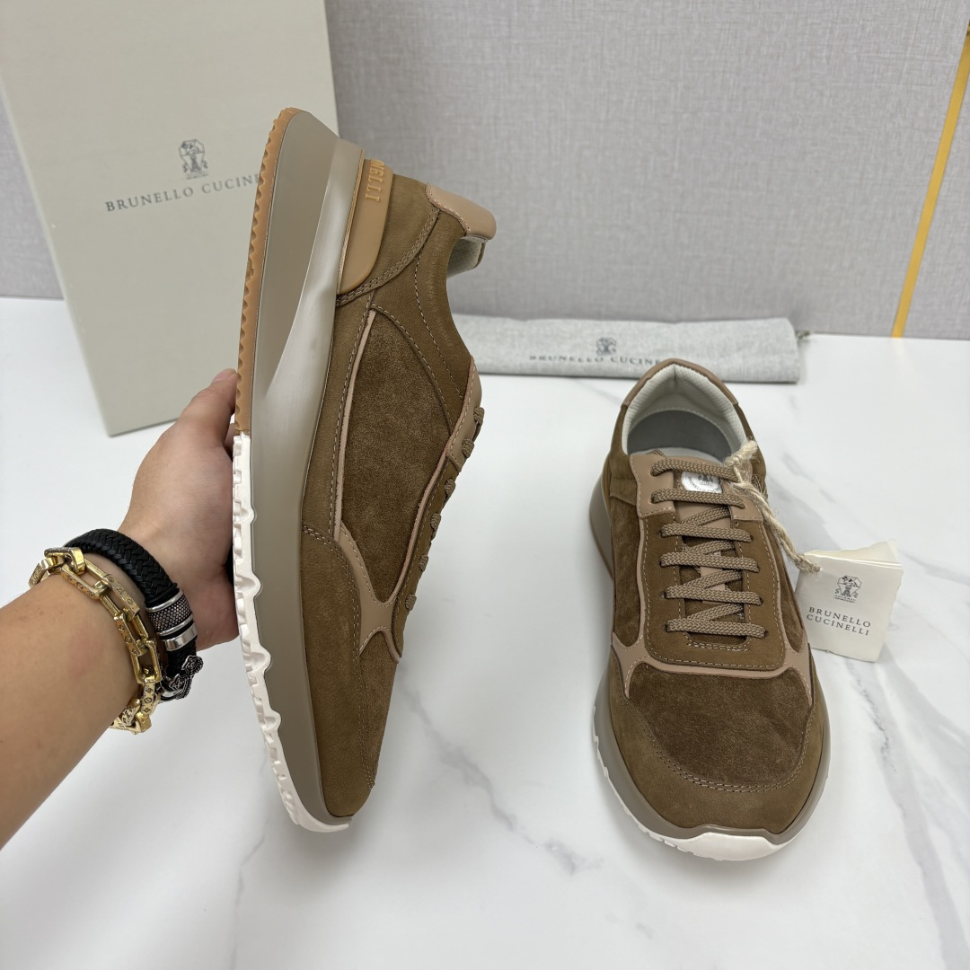 💋💍BC新品 Brunello Cucinell*  牛皮拼接荔枝纹低帮运动鞋  官方 9,800  新材料和对比细节重