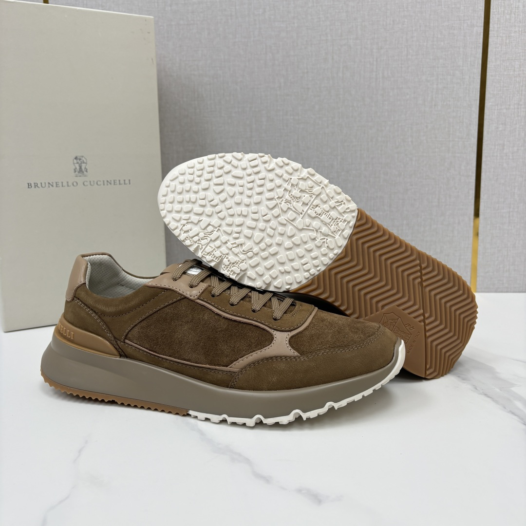 💋💍BC新品 Brunello Cucinell*  牛皮拼接荔枝纹低帮运动鞋  官方 9,800  新材料和对比细节重