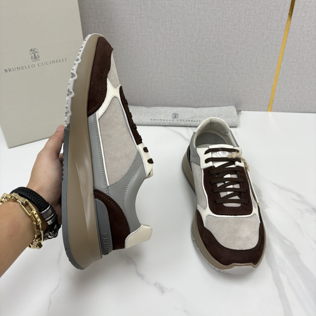 💋💍BC新品 Brunello Cucinell*  反毛拼牛皮低帮运动鞋  官方 7.400  新材料和对比细节重新定