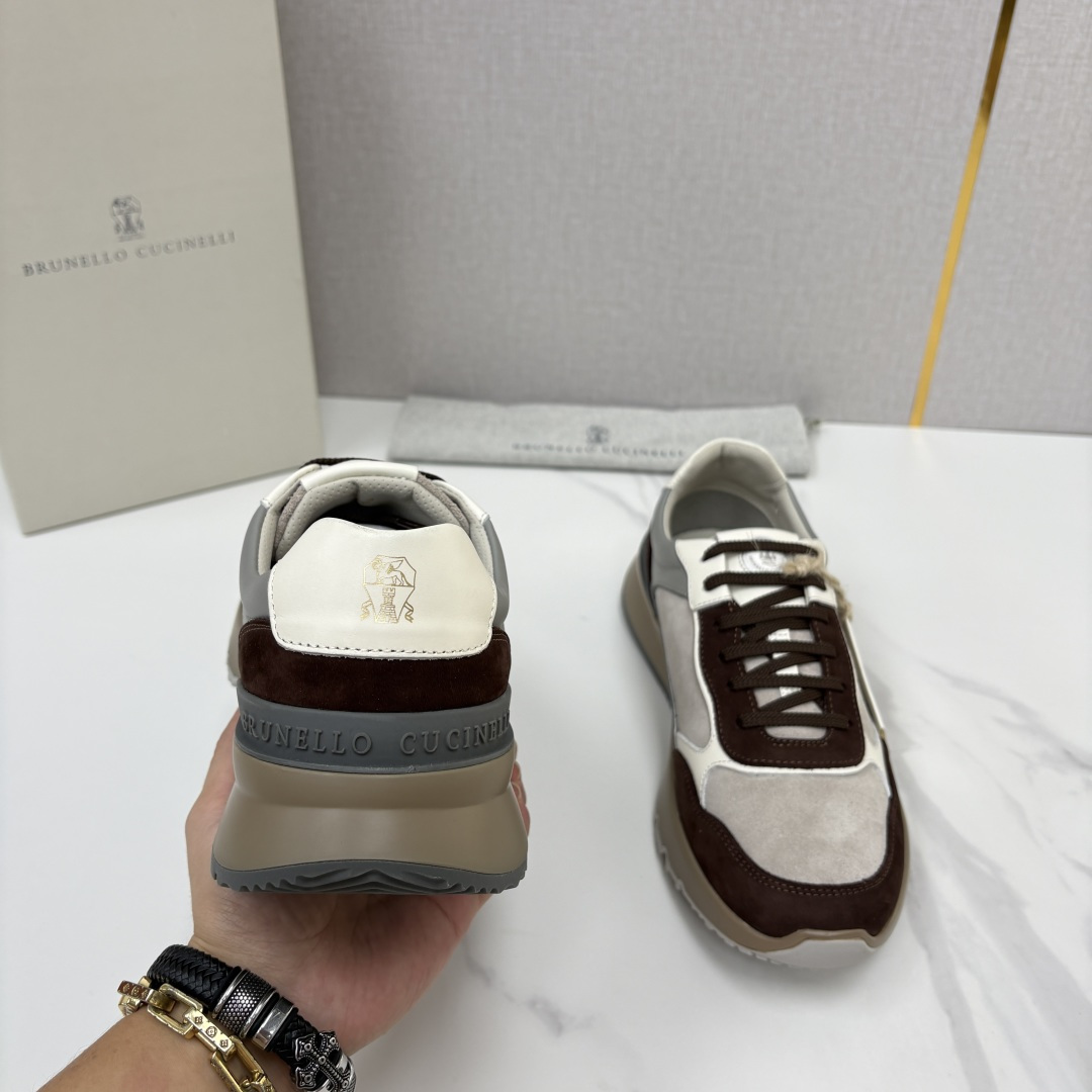 💋💍BC新品 Brunello Cucinell*  反毛拼牛皮低帮运动鞋  官方 7.400  新材料和对比细节重新定