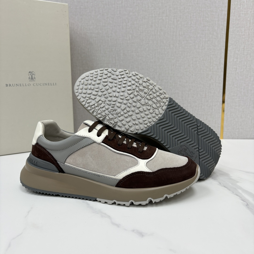💋💍BC新品 Brunello Cucinell*  反毛拼牛皮低帮运动鞋  官方 7.400  新材料和对比细节重新定