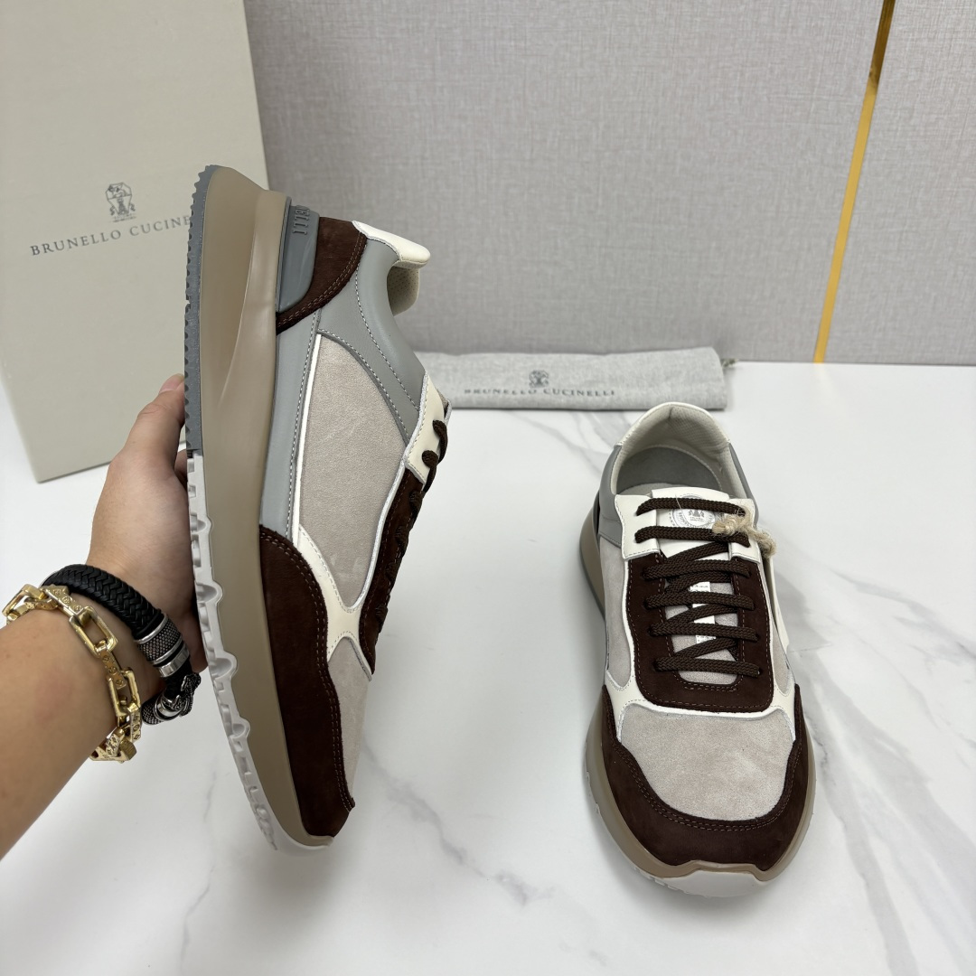 💋💍BC新品 Brunello Cucinell*  反毛拼牛皮低帮运动鞋  官方 7.400  新材料和对比细节重新定
