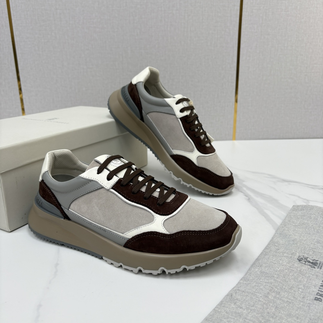 💋💍BC新品 Brunello Cucinell*  反毛拼牛皮低帮运动鞋  官方 7.400  新材料和对比细节重新定