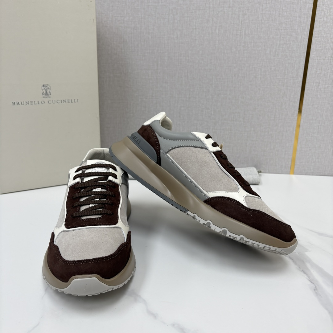💋💍BC新品 Brunello Cucinell*  反毛拼牛皮低帮运动鞋  官方 7.400  新材料和对比细节重新定