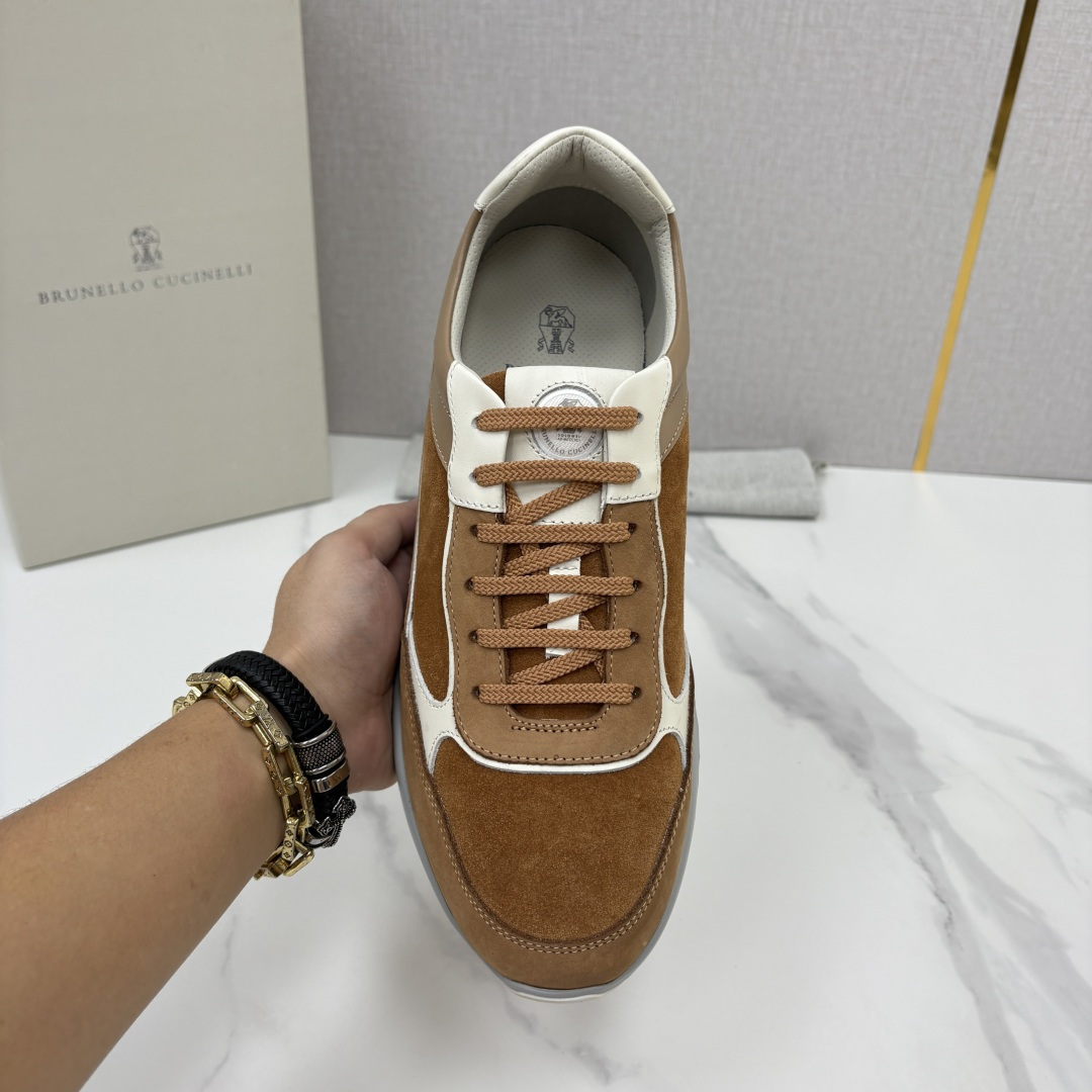 💋💍BC新品 Brunello Cucinell*  反毛拼牛皮低帮运动鞋  官方 7.400  新材料和对比细节重新定