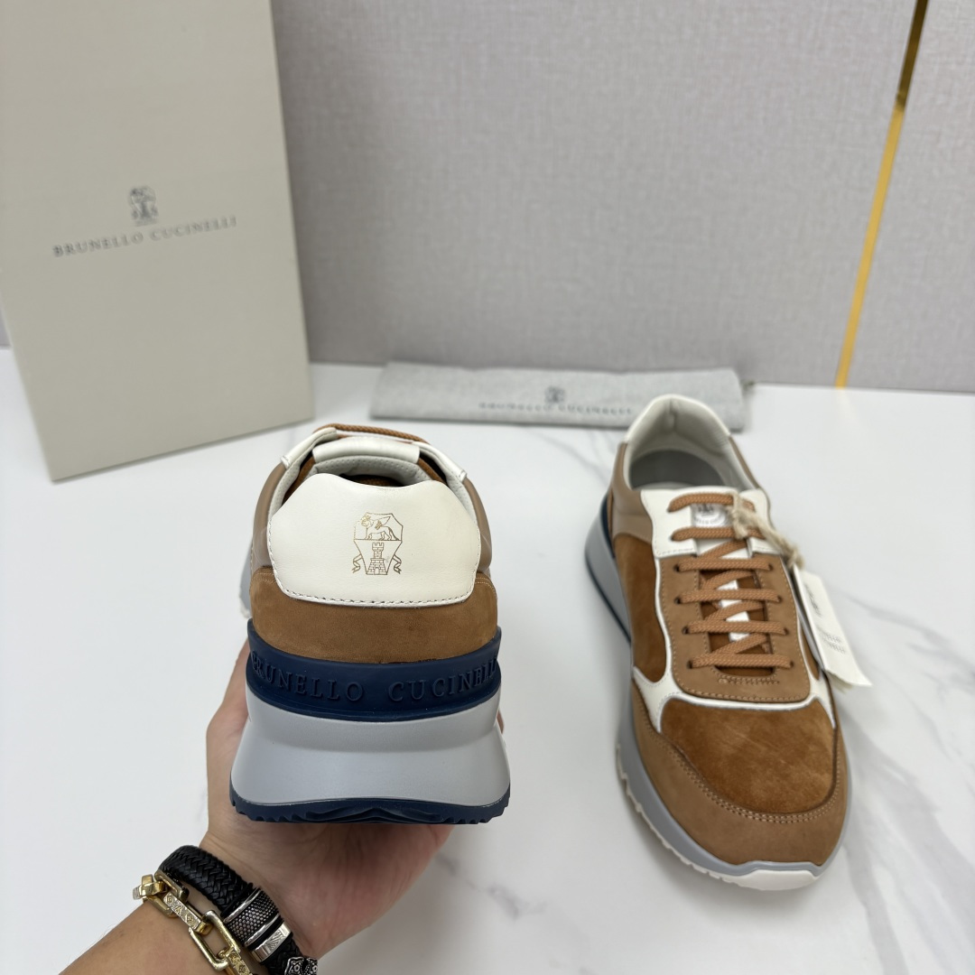 💋💍BC新品 Brunello Cucinell*  反毛拼牛皮低帮运动鞋  官方 7.400  新材料和对比细节重新定