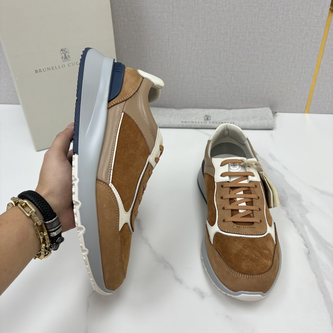 💋💍BC新品 Brunello Cucinell*  反毛拼牛皮低帮运动鞋  官方 7.400  新材料和对比细节重新定