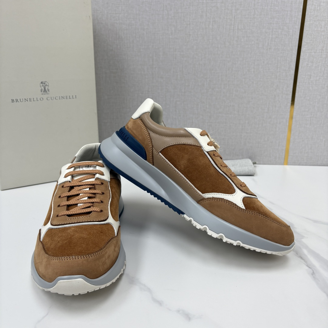 💋💍BC新品 Brunello Cucinell*  反毛拼牛皮低帮运动鞋  官方 7.400  新材料和对比细节重新定