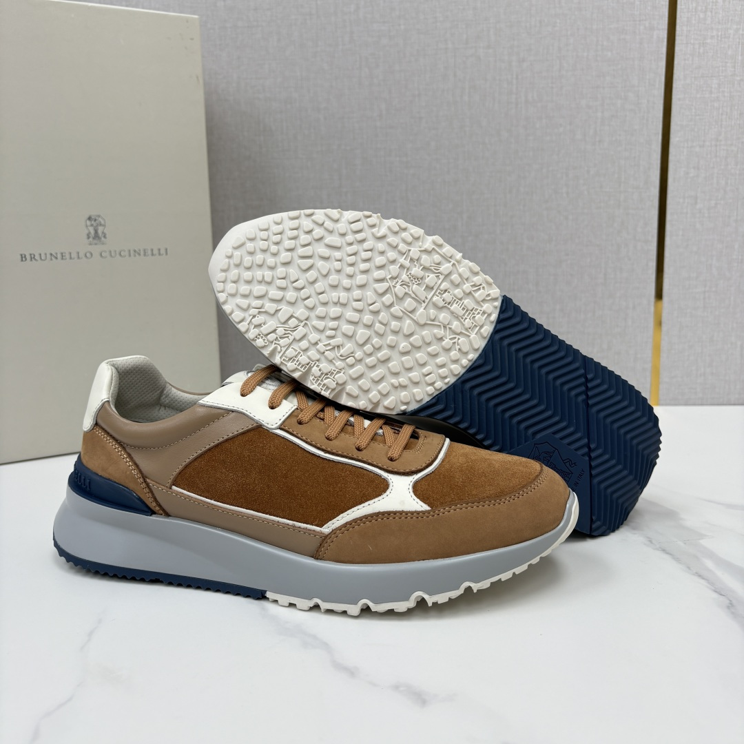 💋💍BC新品 Brunello Cucinell*  反毛拼牛皮低帮运动鞋  官方 7.400  新材料和对比细节重新定