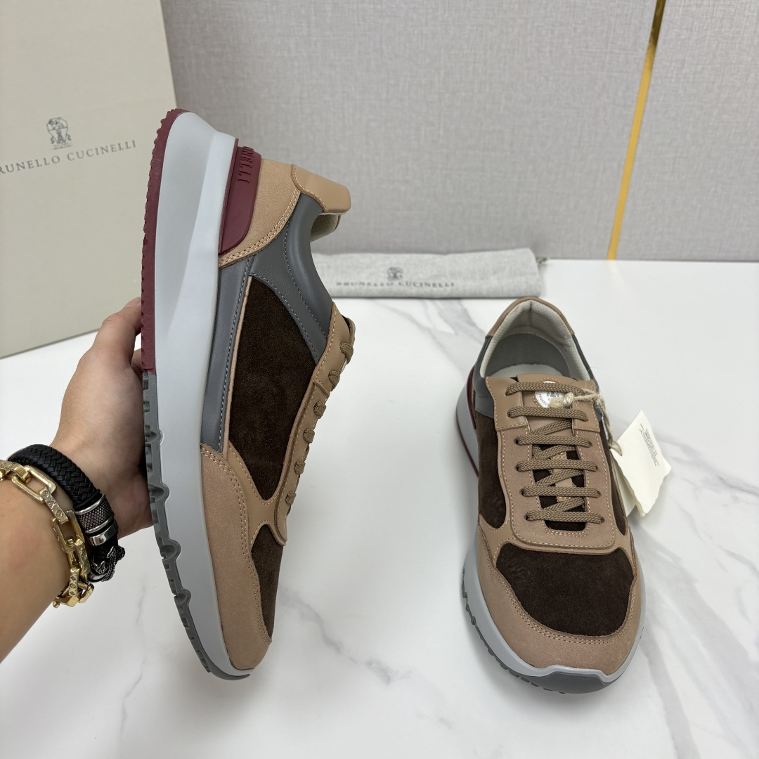 💋💍BC新品 Brunello Cucinell*  反毛拼牛皮低帮运动鞋  官方 7.400  新材料和对比细节重新定