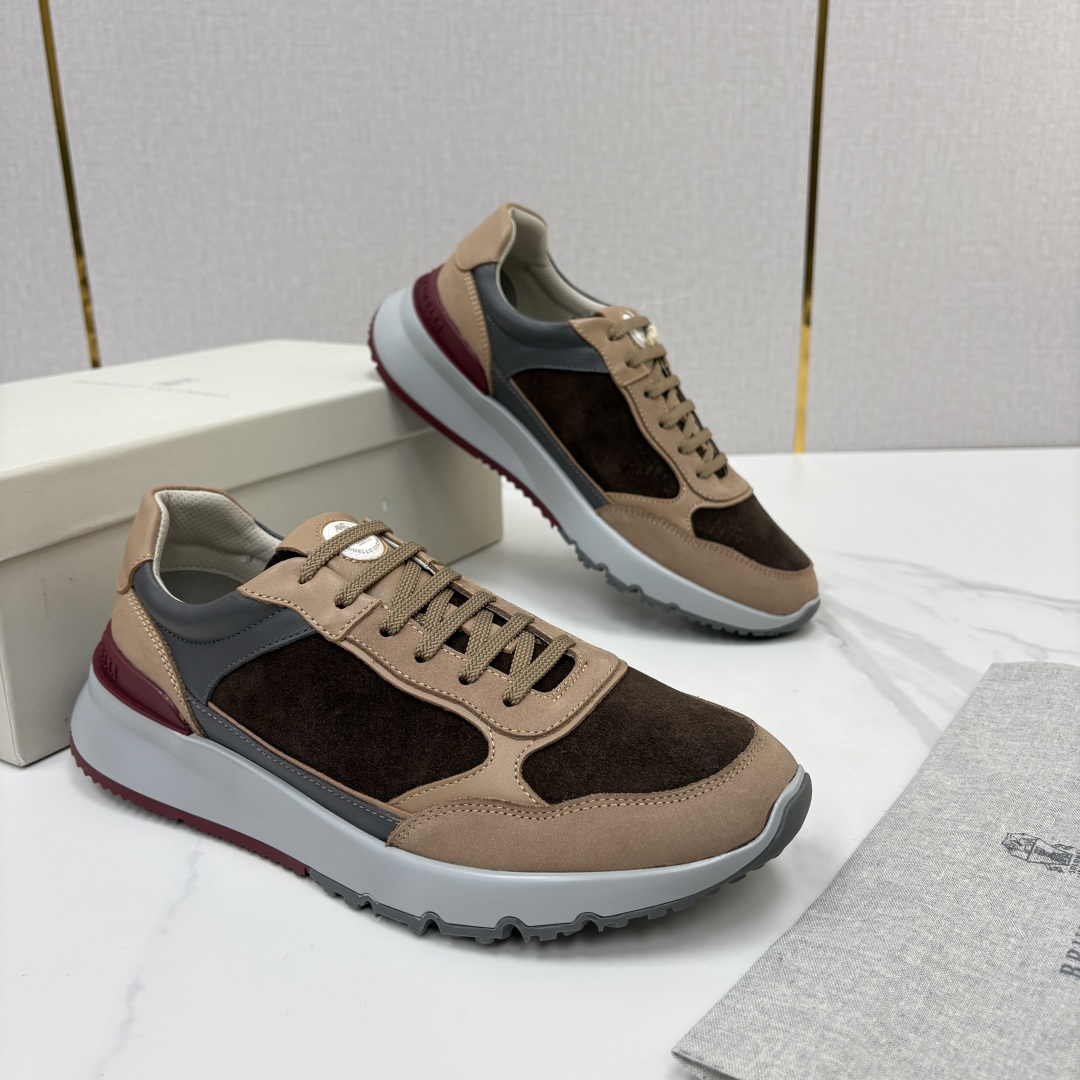 💋💍BC新品 Brunello Cucinell*  反毛拼牛皮低帮运动鞋  官方 7.400  新材料和对比细节重新定