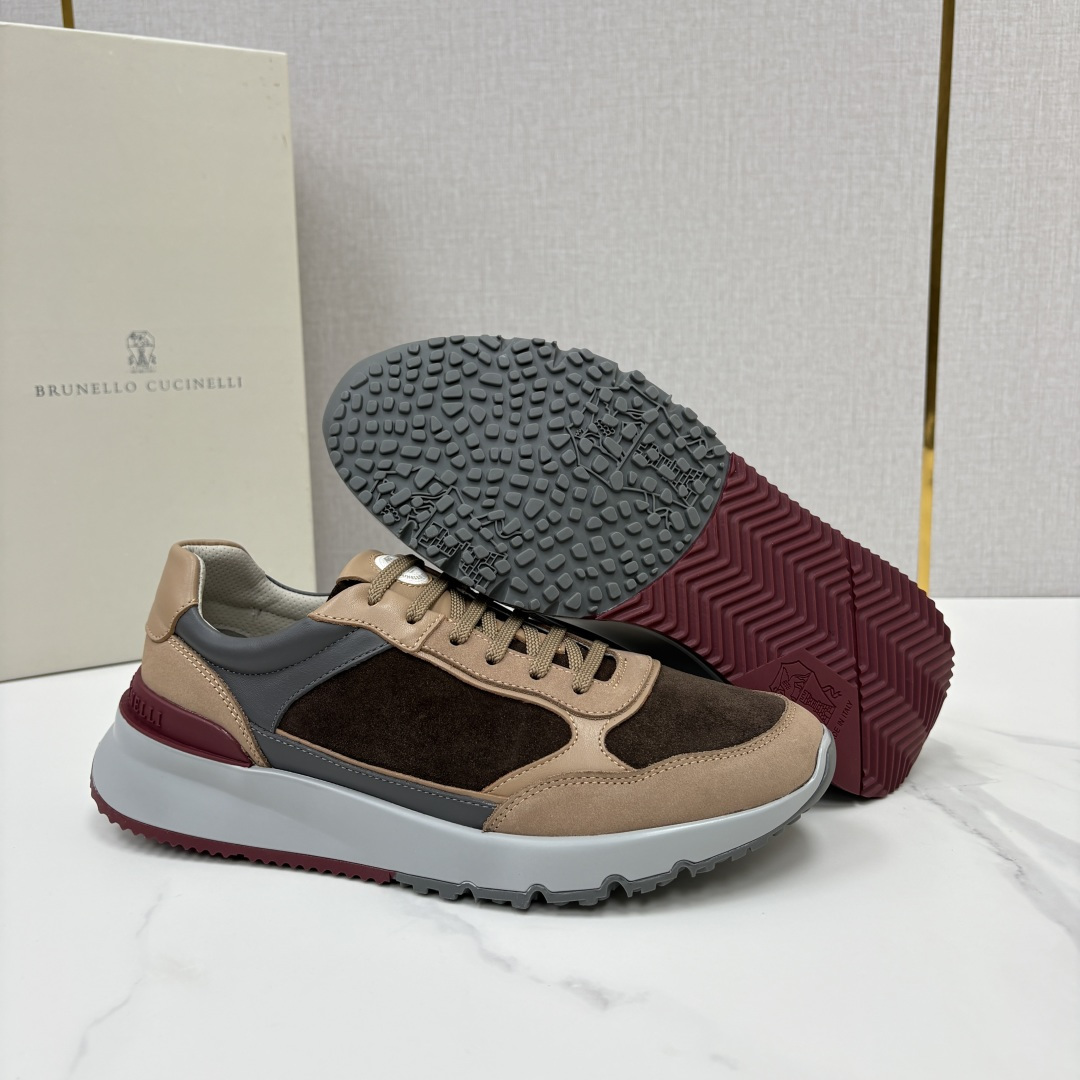 💋💍BC新品 Brunello Cucinell*  反毛拼牛皮低帮运动鞋  官方 7.400  新材料和对比细节重新定