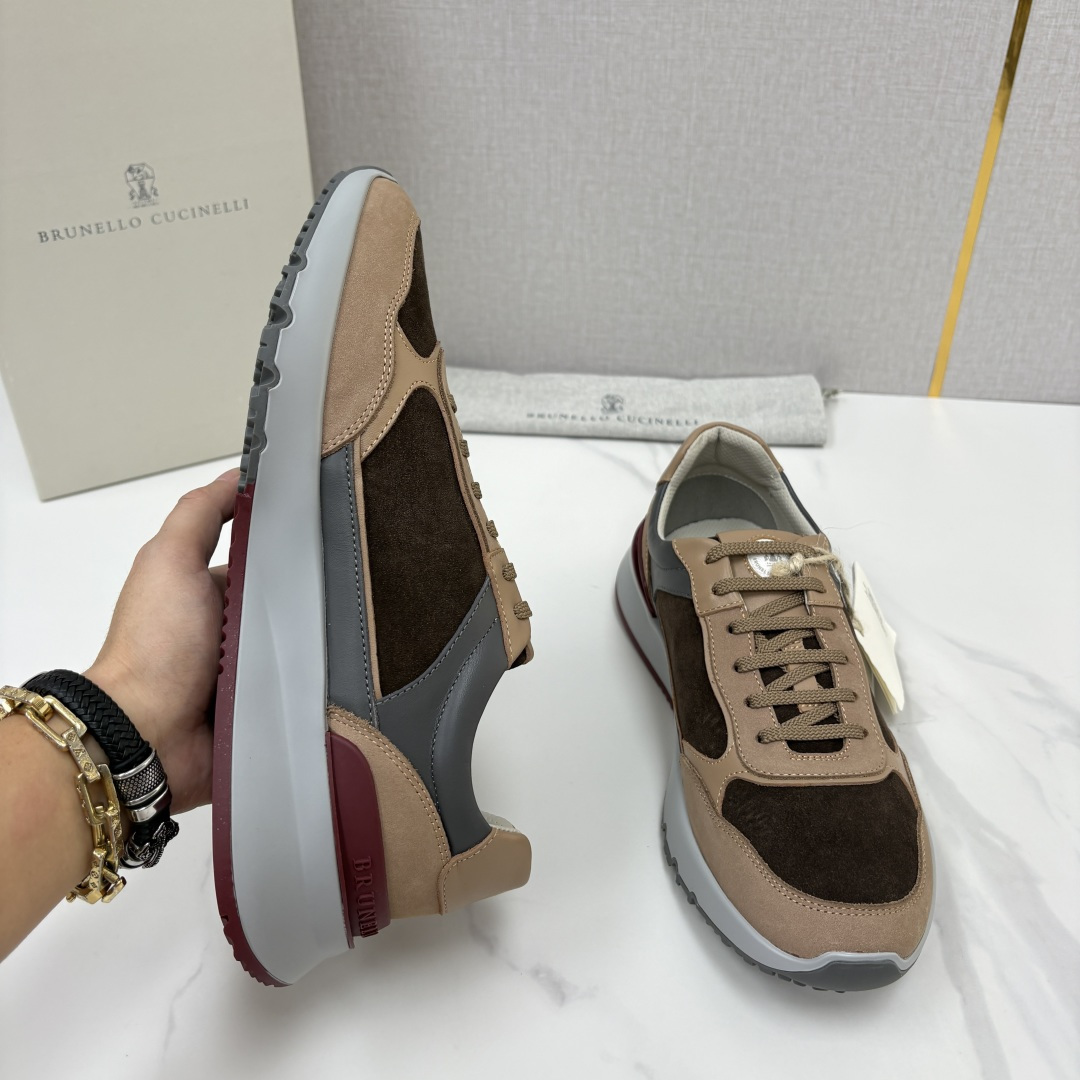 💋💍BC新品 Brunello Cucinell*  反毛拼牛皮低帮运动鞋  官方 7.400  新材料和对比细节重新定