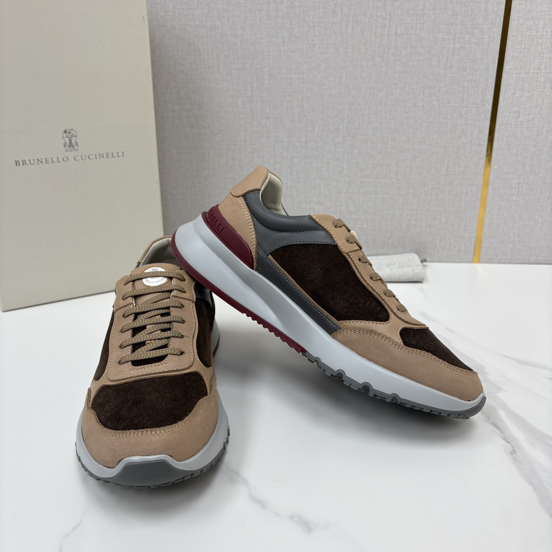 💋💍BC新品 Brunello Cucinell*  反毛拼牛皮低帮运动鞋  官方 7.400  新材料和对比细节重新定