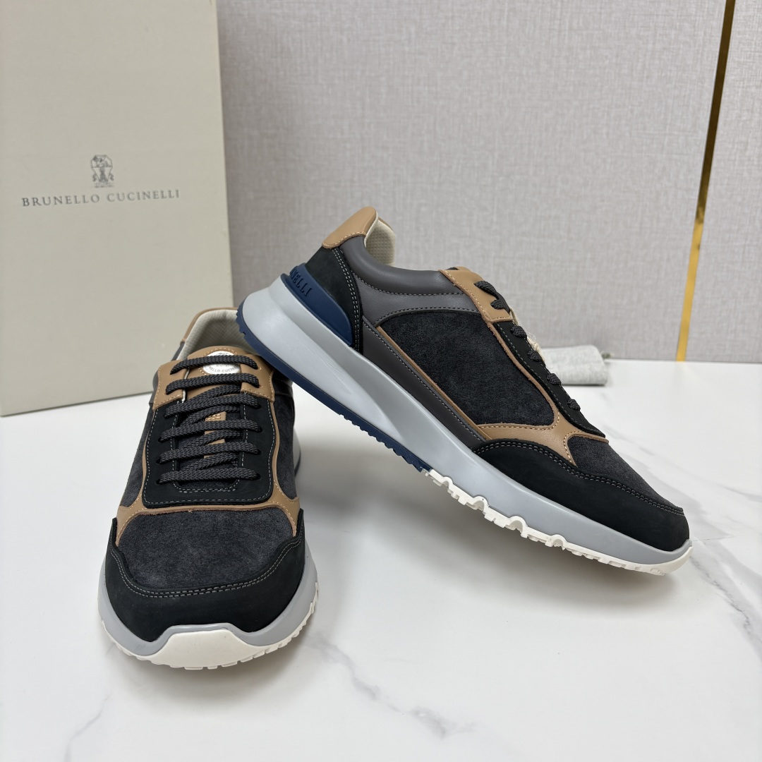 💋💍BC新品 Brunello Cucinell*  反毛拼牛皮低帮运动鞋  官方 7.400  新材料和对比细节重新定