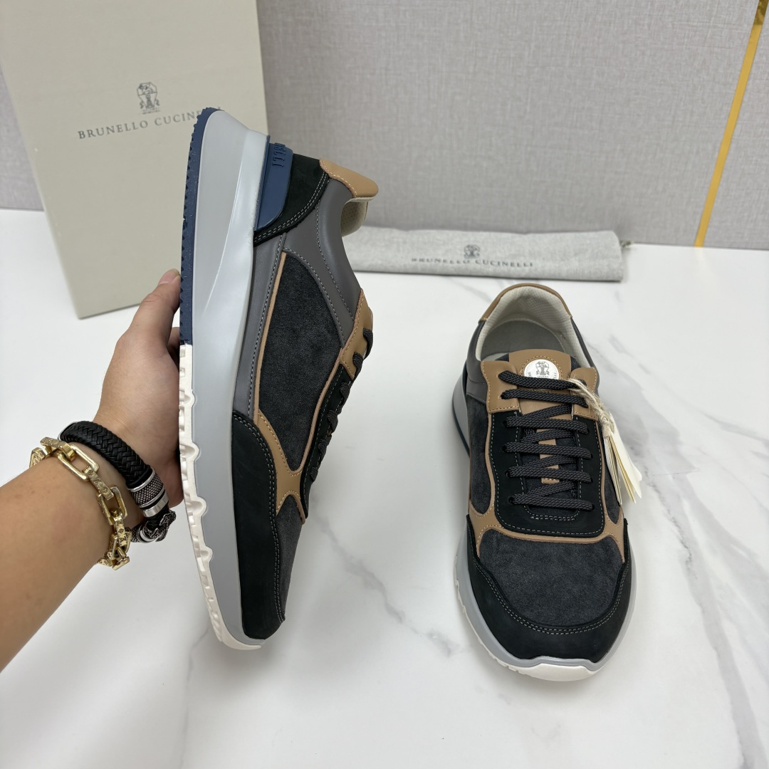 💋💍BC新品 Brunello Cucinell*  反毛拼牛皮低帮运动鞋  官方 7.400  新材料和对比细节重新定