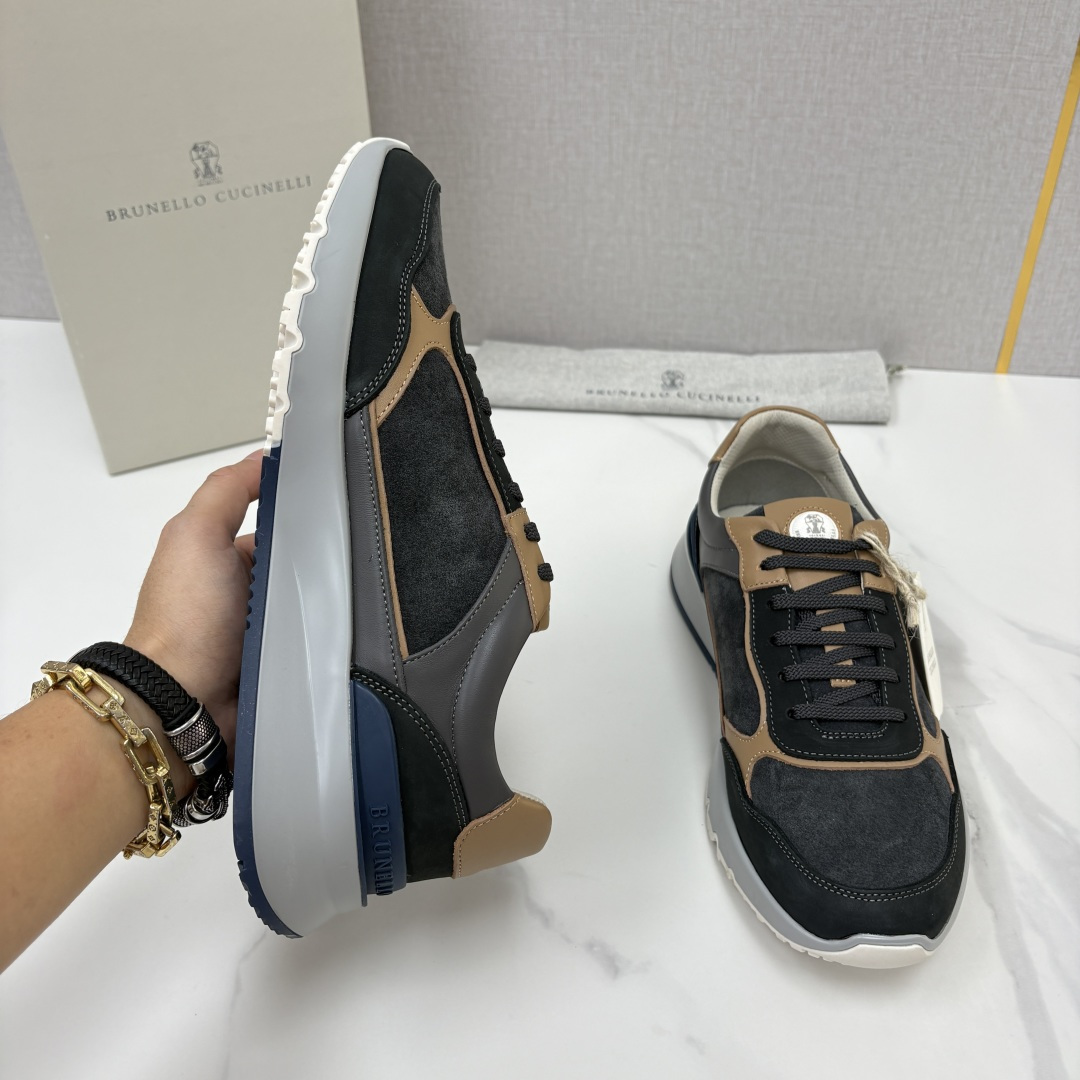 💋💍BC新品 Brunello Cucinell*  反毛拼牛皮低帮运动鞋  官方 7.400  新材料和对比细节重新定