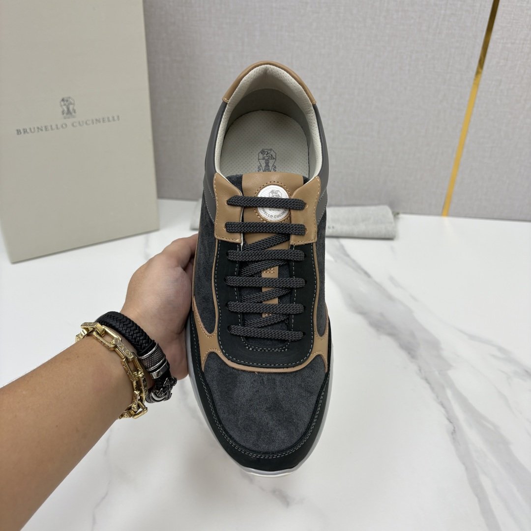 💋💍BC新品 Brunello Cucinell*  反毛拼牛皮低帮运动鞋  官方 7.400  新材料和对比细节重新定