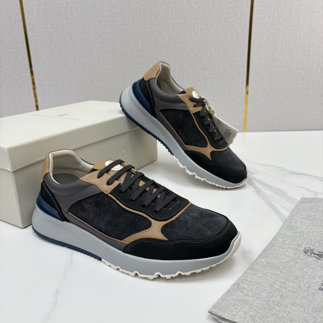 💋💍BC新品 Brunello Cucinell*  反毛拼牛皮低帮运动鞋  官方 7.400  新材料和对比细节重新定
