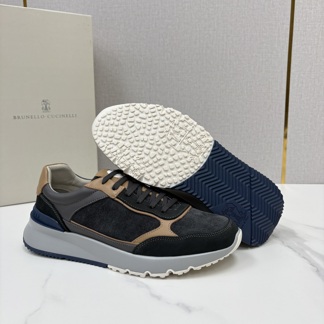 💋💍BC新品 Brunello Cucinell*  反毛拼牛皮低帮运动鞋  官方 7.400  新材料和对比细节重新定
