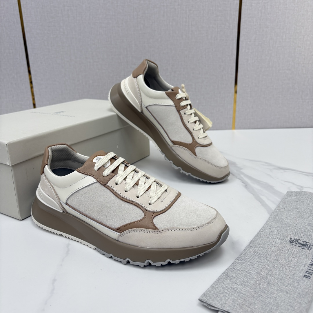 💋💍BC新品 Brunello Cucinell*  反毛拼牛皮低帮运动鞋  官方 7.400  新材料和对比细节重新定
