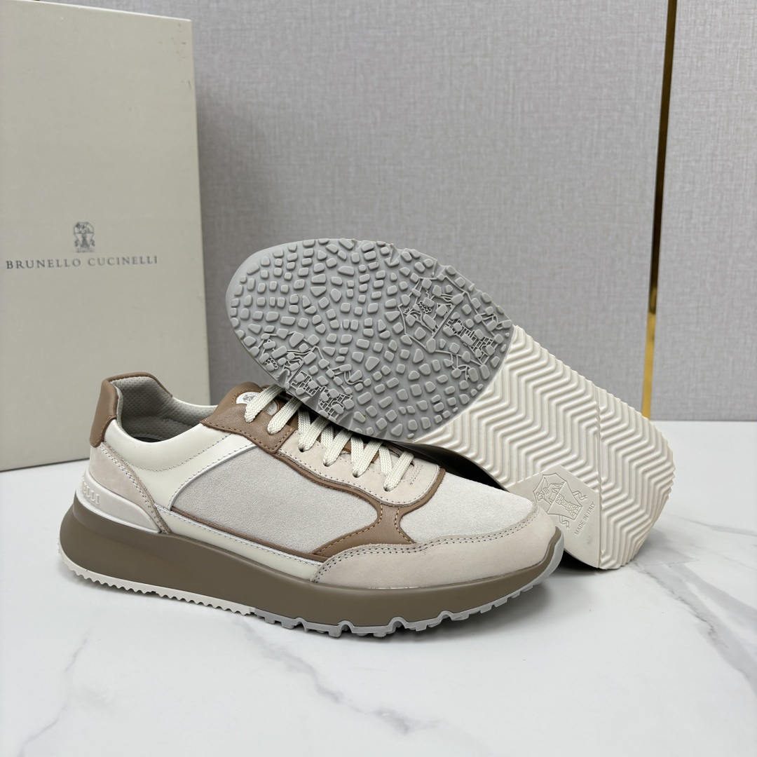 💋💍BC新品 Brunello Cucinell*  反毛拼牛皮低帮运动鞋  官方 7.400  新材料和对比细节重新定