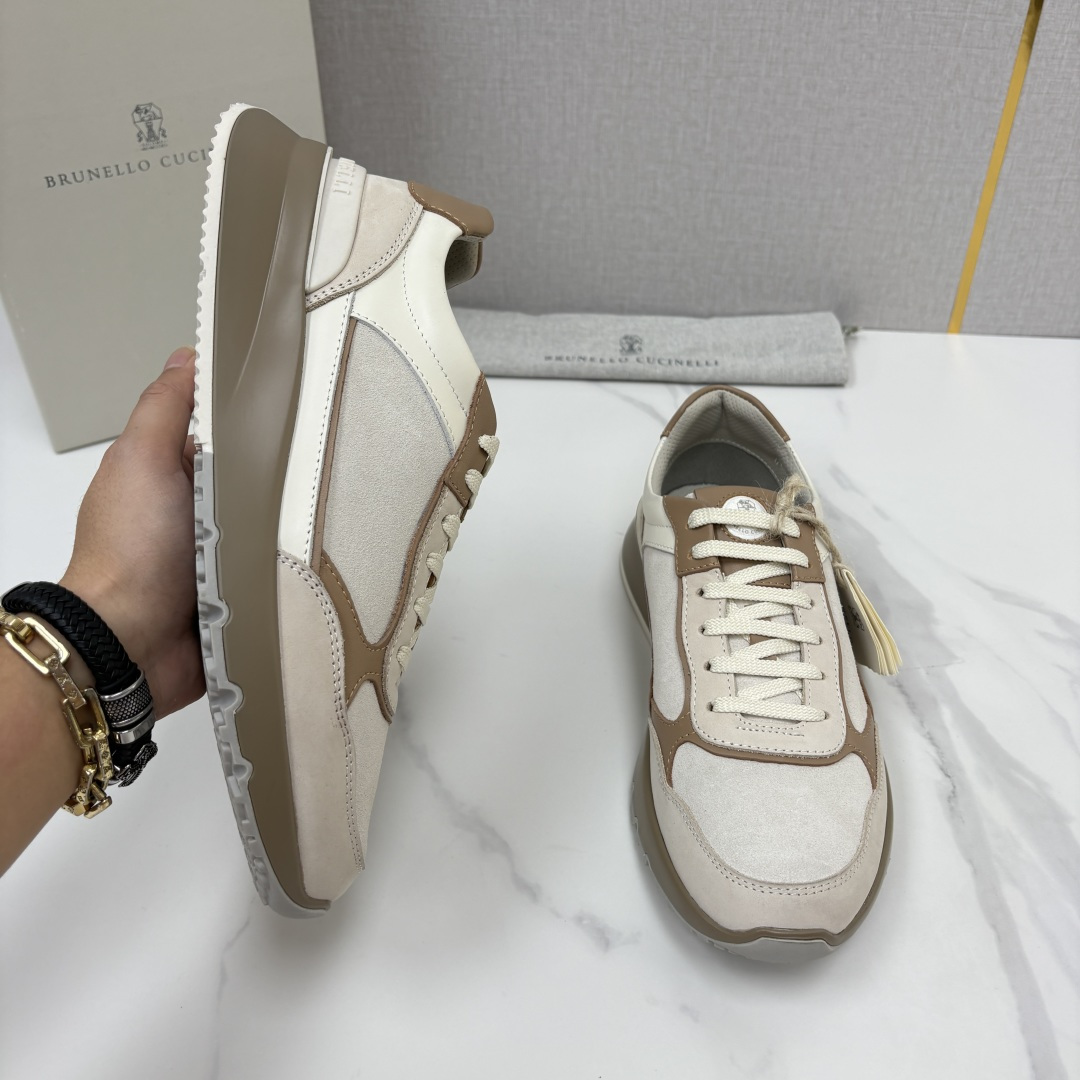 💋💍BC新品 Brunello Cucinell*  反毛拼牛皮低帮运动鞋  官方 7.400  新材料和对比细节重新定