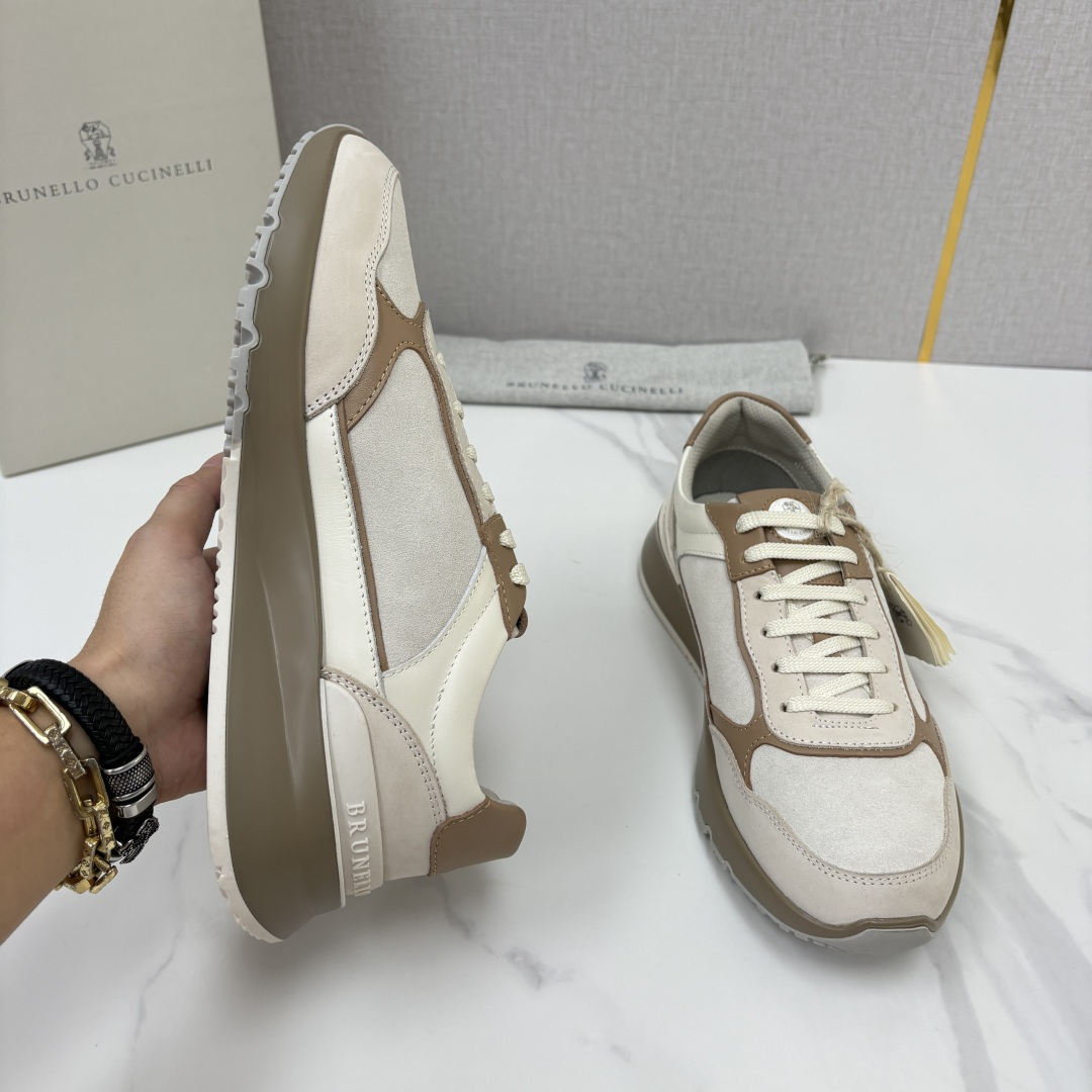💋💍BC新品 Brunello Cucinell*  反毛拼牛皮低帮运动鞋  官方 7.400  新材料和对比细节重新定