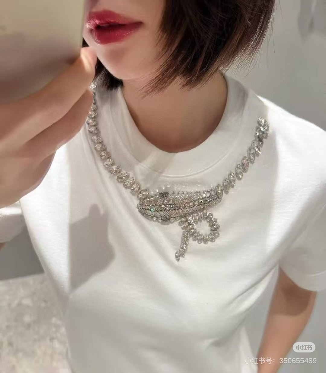“Crystal Drill Tee: Heavy-working Hand-sewn Design with Super Bright Eyes” - 图片 7