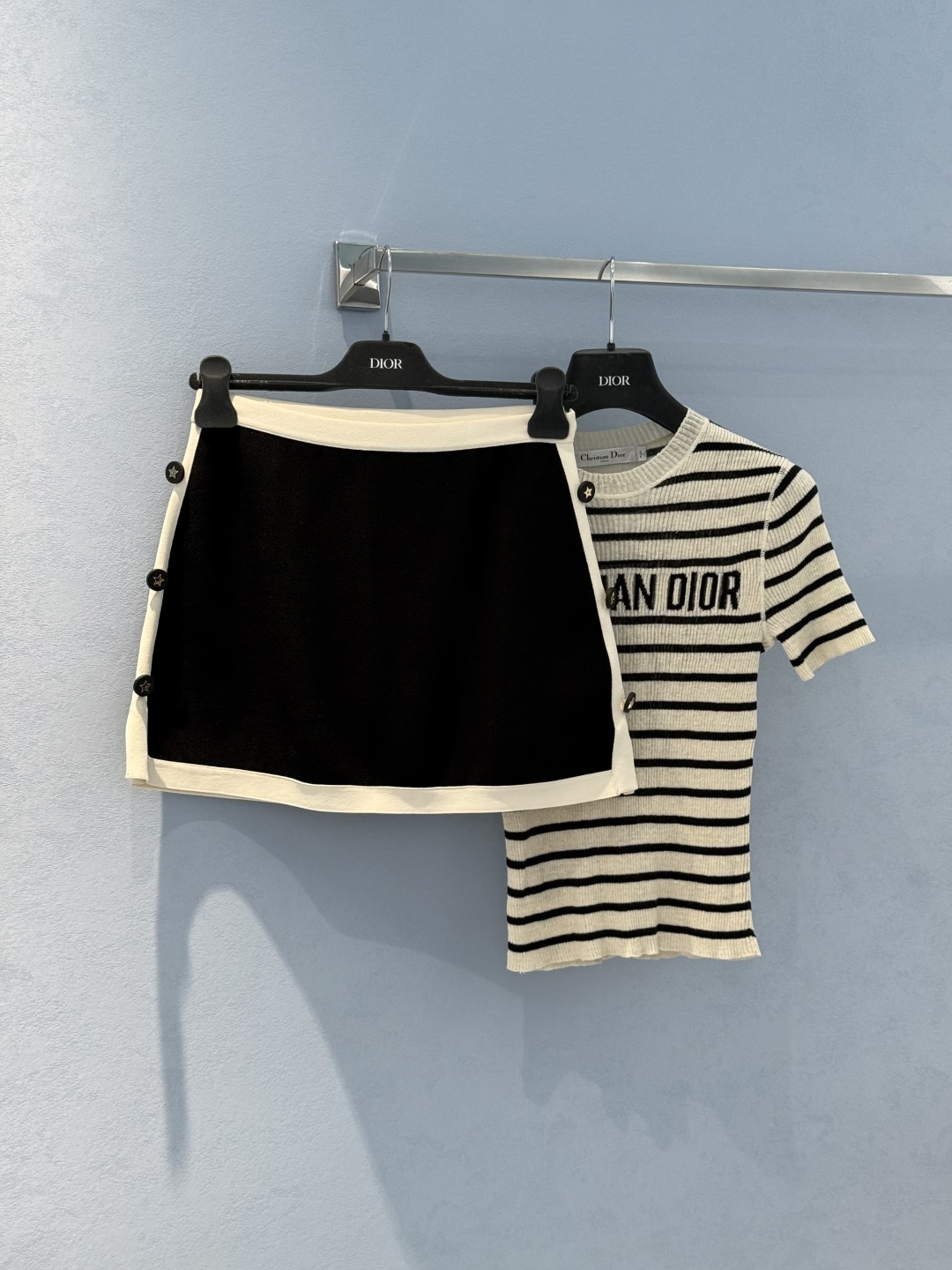 DIOR Black & White Knit Mini Skirt with Star Buckle Accents - High Quality 2 cmp i1745899075315 9166 0 0