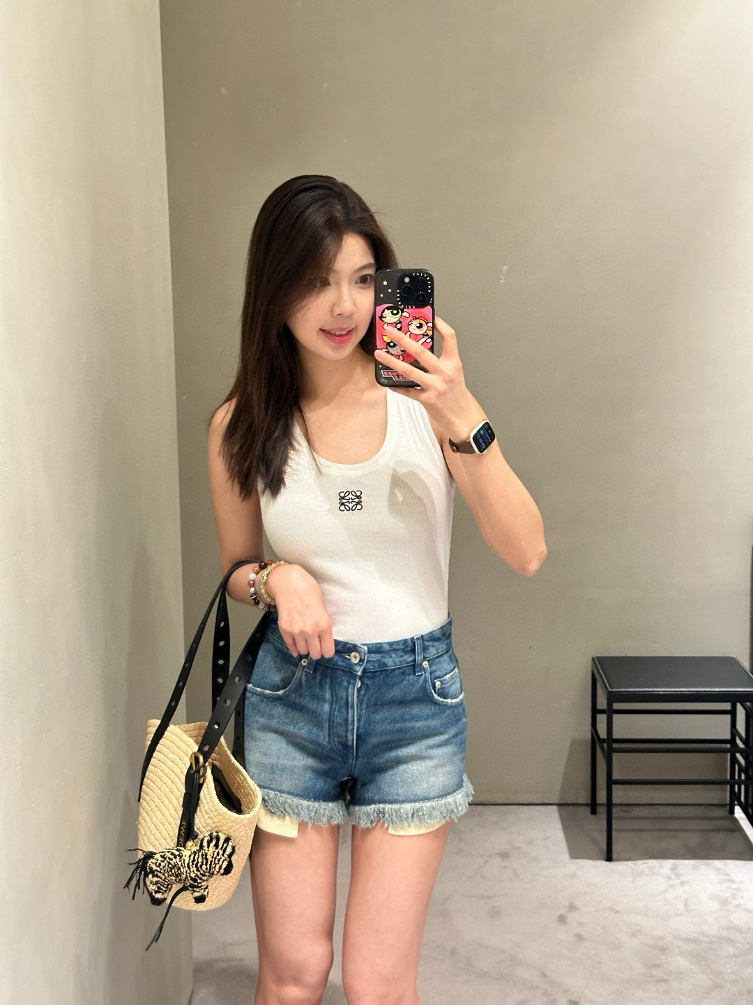 LOEWE Denim Shorts with Frayed Hem and Logo Detail - Chic and Trendy 6 cmp i1749142808862 1362 0 2