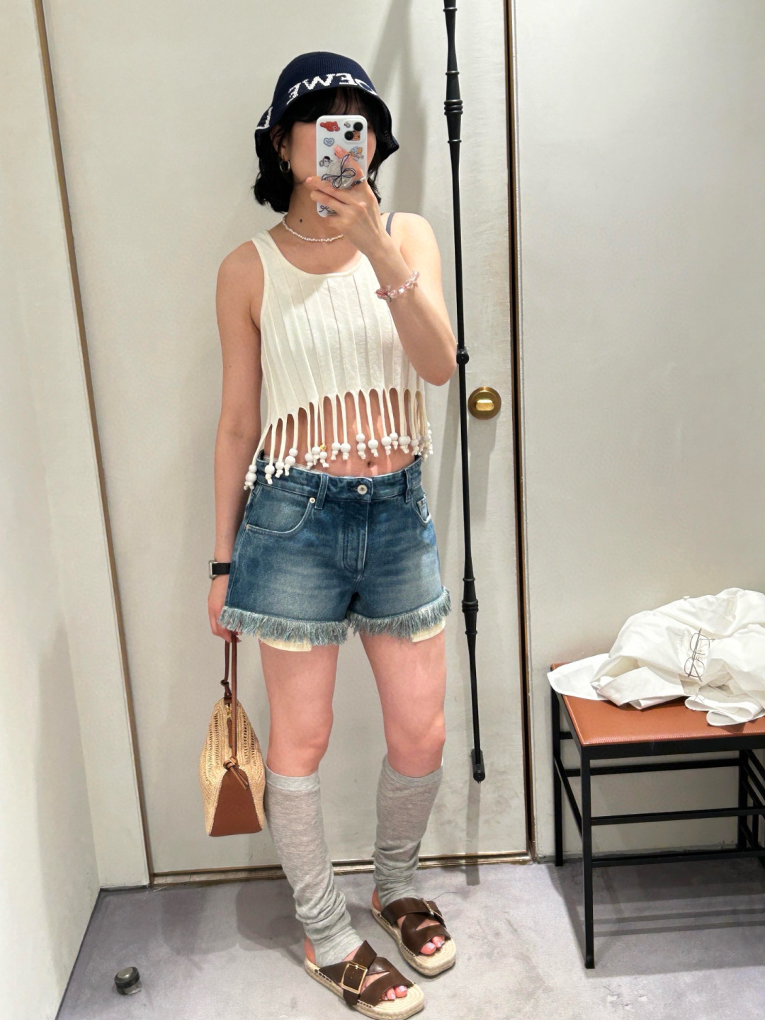 LOEWE Denim Shorts with Frayed Hem and Logo Detail - Chic and Trendy 4 cmp i1749142808862 3291 0 6