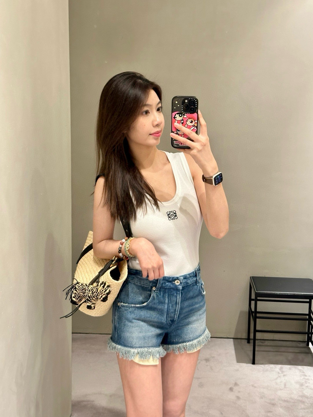 LOEWE Denim Shorts with Frayed Hem and Logo Detail - Chic and Trendy 5 cmp i1749142809555 835 0 1