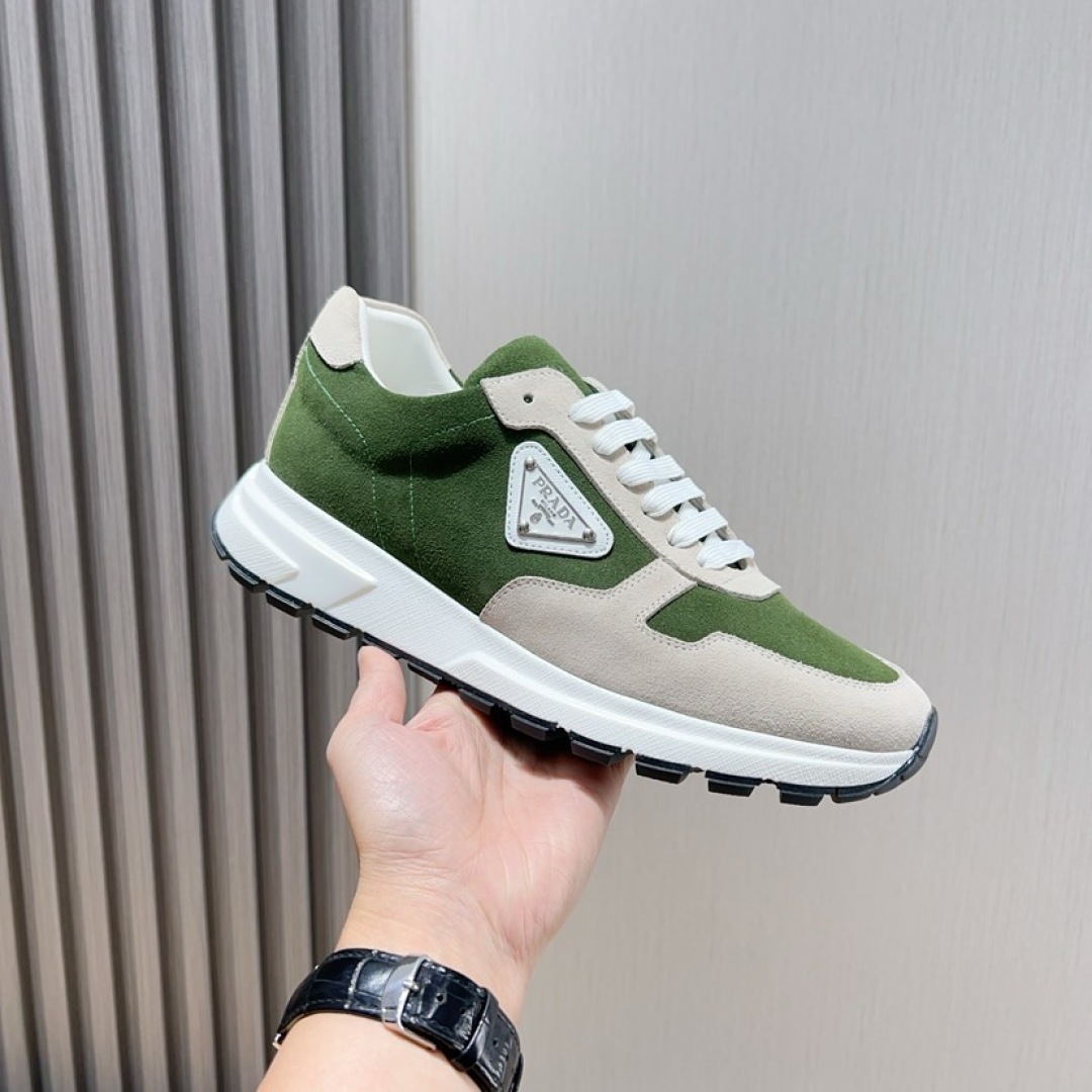 PRADA Men's Green & Beige Leather and Suede Lace Up Sneakers 3 cmp i1744371992912 3683 0 1