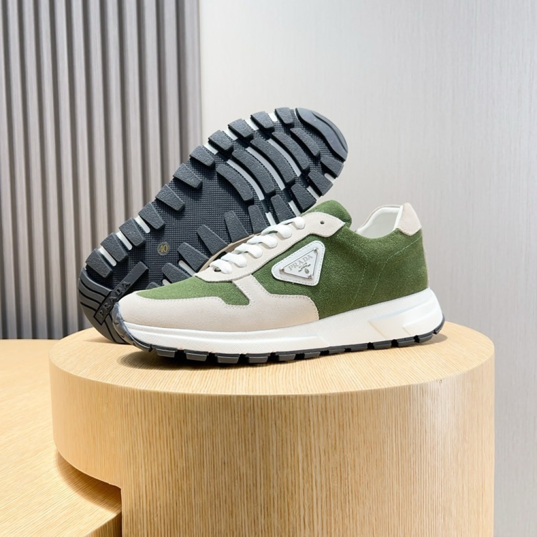 PRADA Men's Green & Beige Leather and Suede Lace Up Sneakers 9 cmp i1744371992912 9037 0 7